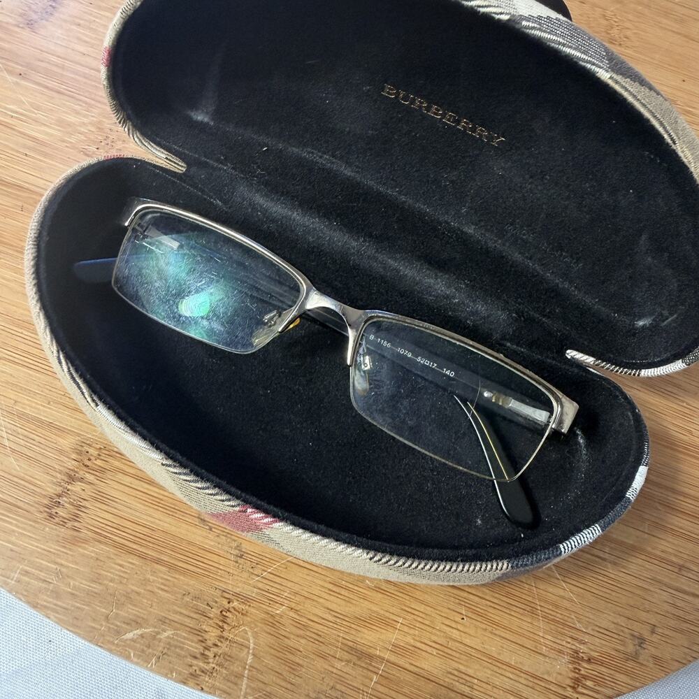 Burberry B 1156 1079 Eyeglasses Gunmetal Grey Rectangular Frames 52-17-140 Italy